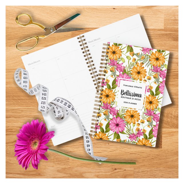 Agenda Moda Elegante Negocio Floral Amarillo Moderno (Subido por el creador)