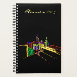 Agenda Moda Elegante Planner Vibrante Ciudad Luminosa