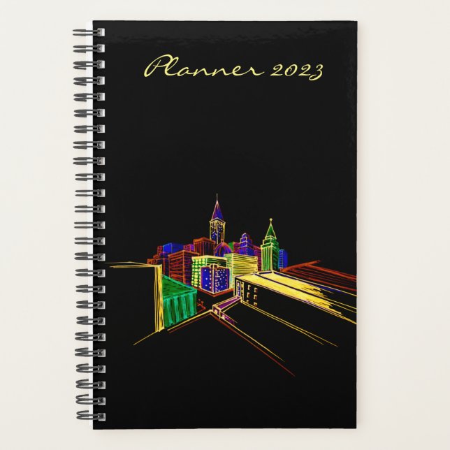 Agenda Moda Elegante Planner Vibrante Ciudad Luminosa (Anverso)