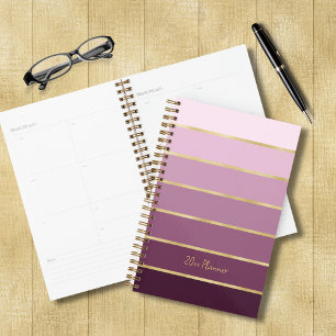 Agenda Moda Elegante Rosa Rosa Dusty Mauve Eggplant Gold
