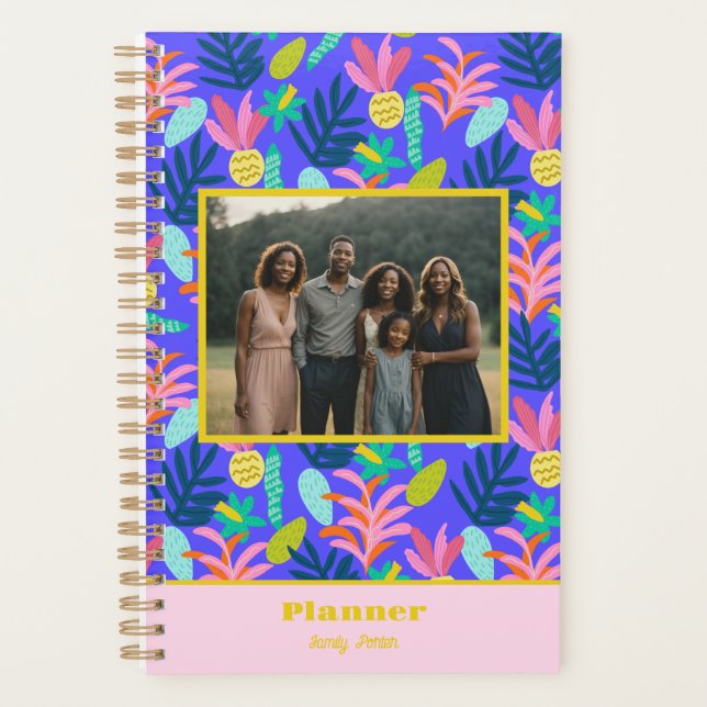 Agenda moda floral personalizado de la familia planificad (Anverso)