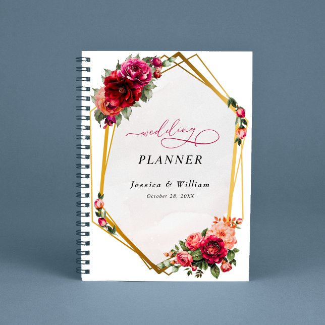 Agenda Moda floral rosa rosado y boda de oro falso (Subido por el creador)