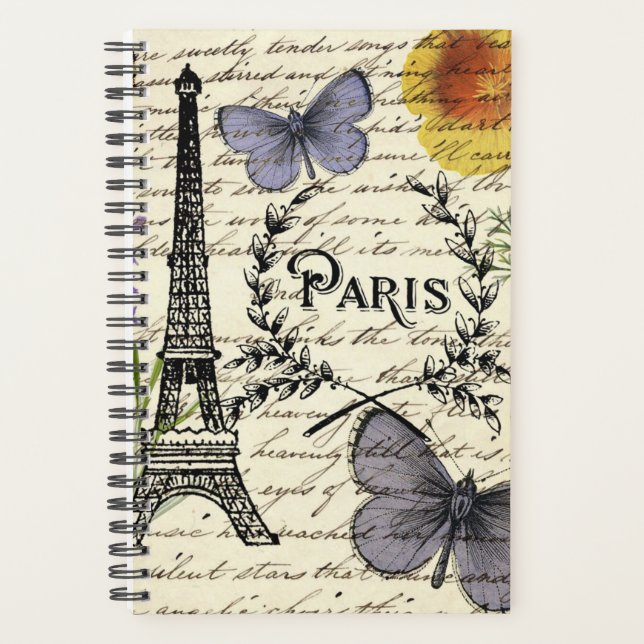 Agenda moda french butterfly scripts paris eiffel tower (Anverso)