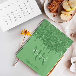 Agenda Moda Girly Green Purpurina Dris Monograma con nomb