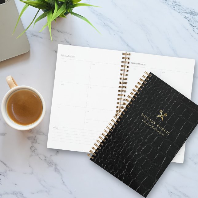 Agenda Moda Glossy Black Crocodile Gold Notorio público (Subido por el creador)