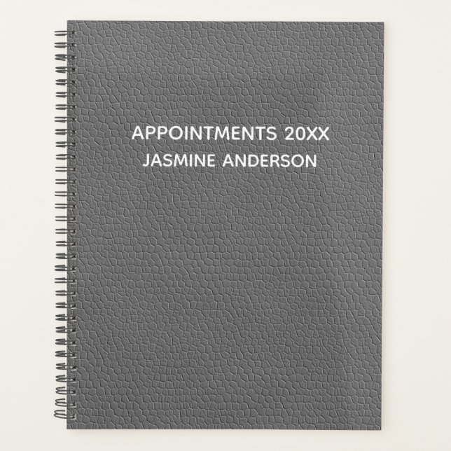 Agenda Moda Gris de cuero moderno 2026 Semanal Mensual (Anverso)