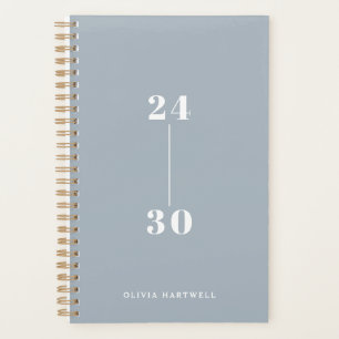 Agenda Moda Mínimo Dusty Tipografía Azul Semanal Mensual