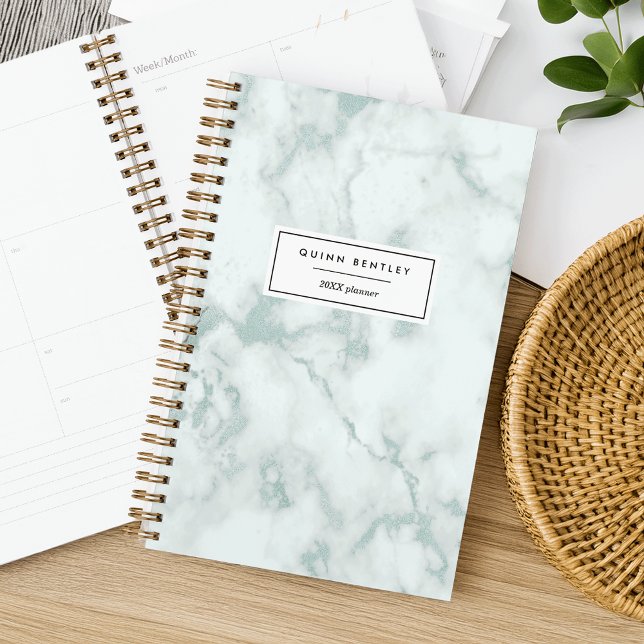 Agenda Moda Mint Green Marble Personalizado (Subido por el creador)