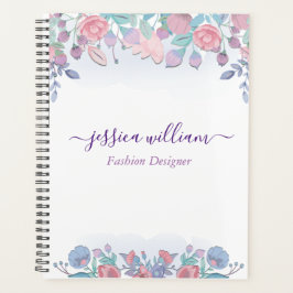 Agenda Moda moderna acuarela Hidrangeas azules Floral