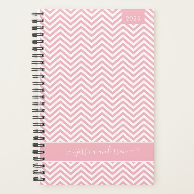 Agenda Moda moderna Chevron Zigzag Rubor Guión Giratorio  (Anverso)
