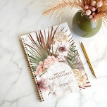 Agenda Moda moderna Floración de color de agua bohemia<br><div class="desc">Manténgase organizado con nuestro planificador botánico de boho dibujado a mano. Con elegantes diseños florales pintados a mano, vegetación tropical y formas geométricas modernas, se combina con una paleta de colores boho de moda para un estilo elegante y sofisticado. Personalizar con su nombre y año para un planificador verdaderamente único...</div>