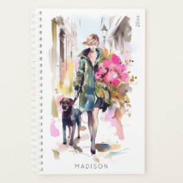 Agenda Moda moderna Mujer elegante amante de los perros f