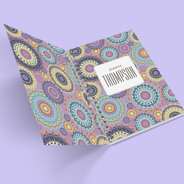 Agenda Moda moderna Personalizado morado a la moda y colo (Purple Geometric Custom Notebook.)