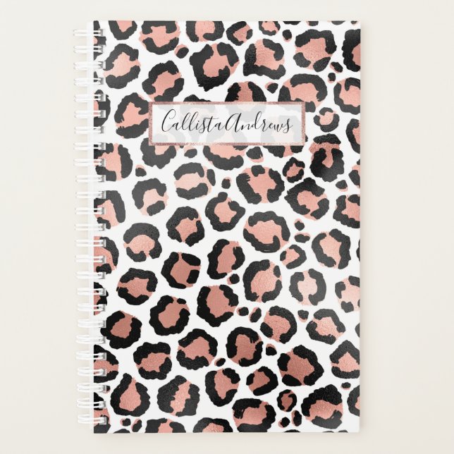 Agenda Moda moderna Rosa negro Relieve metalizado dorado  (Anverso)