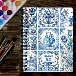 Agenda Moda Monograma azul blanco toile de jouy