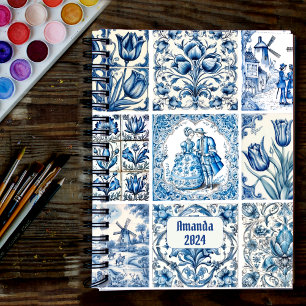 Agenda Moda Monograma azul blanco toile de jouy