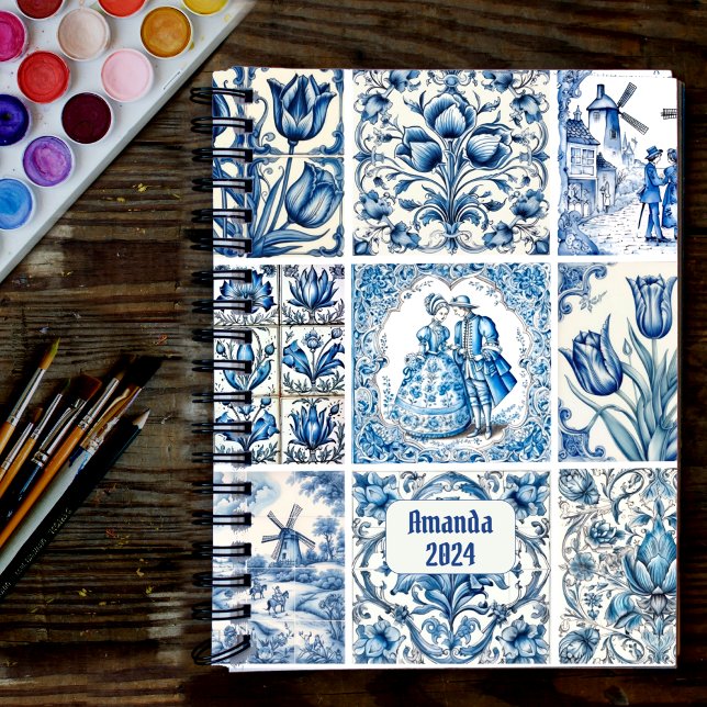 Agenda Moda Monograma azul blanco toile de jouy (Subido por el creador)