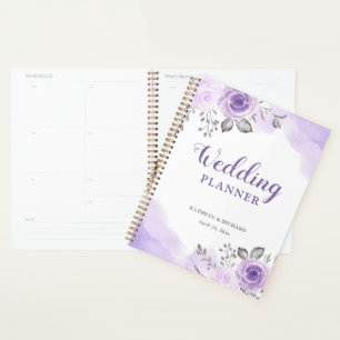 Agenda Moda Pastel Púrpura Rosa Planner de Boda Jardín