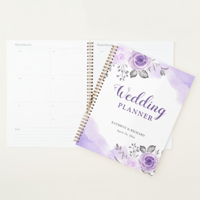 Agenda Moda Pastel Púrpura Rosa Planner de Boda Jardín (Demostración)