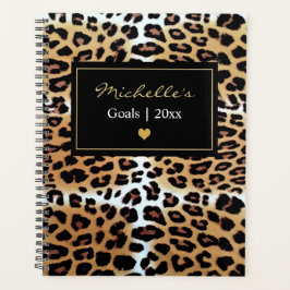 Agenda Moda personalizado Elegante Leopardo Blanco Marrón