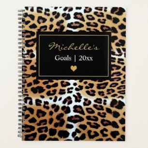 Agenda Moda personalizado Elegante Leopardo Blanco Marrón