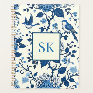 Agenda Moda personalizado Monogram Chinoiserie, Hydrangea