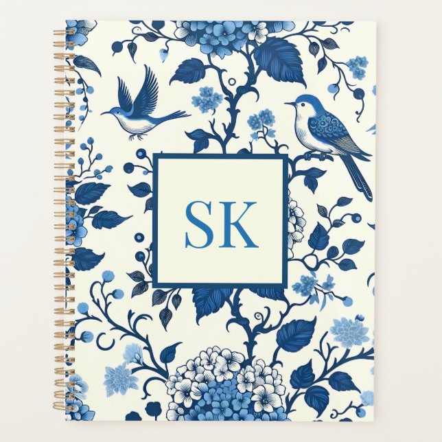 Agenda Moda personalizado Monogram Chinoiserie, Hydrangea (Anverso)