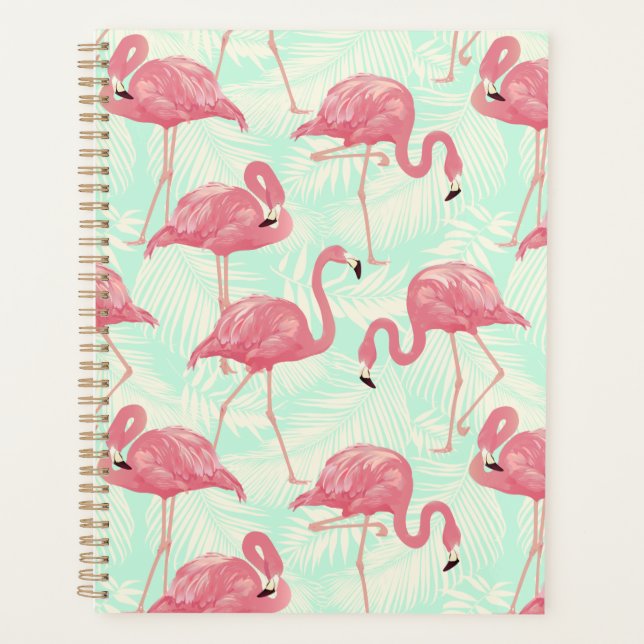 Agenda Moda Preppy Patrón Elegante Flamingo Rosa (Anverso)