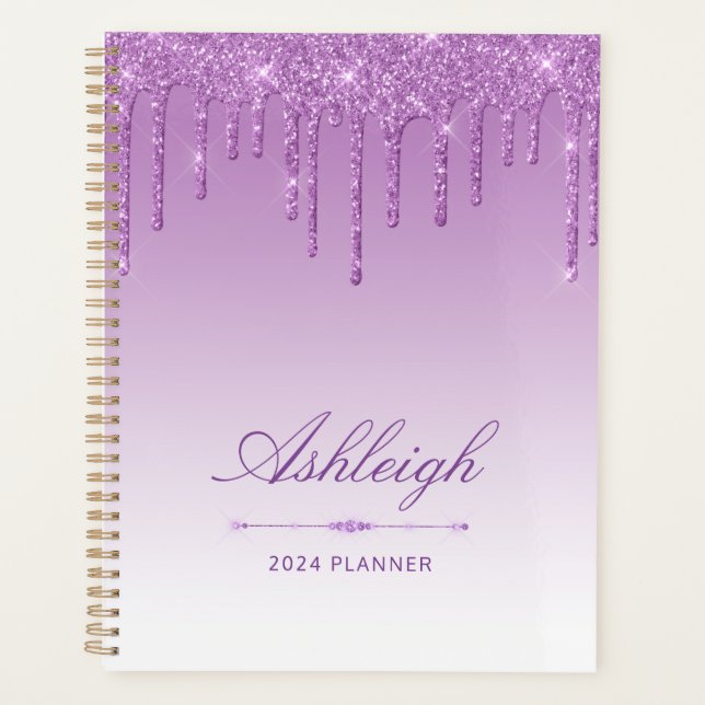 Agenda Moda Purpurina de lujo Drips Purple 2024 (Anverso)