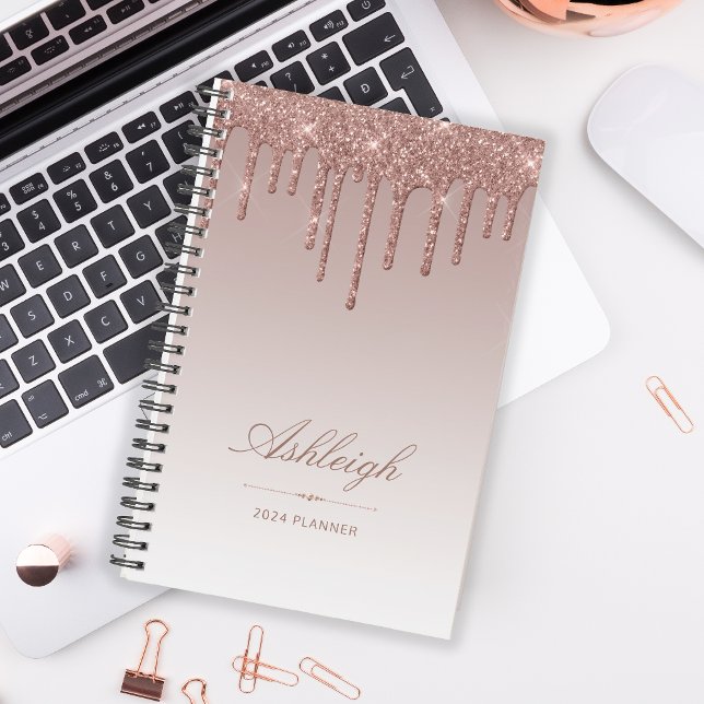 Agenda Moda Purpurina de lujo Drips Rosa Gold 2024 (Subido por el creador)