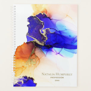 Agenda Moda Real Naranja Azul Personalizado Planner