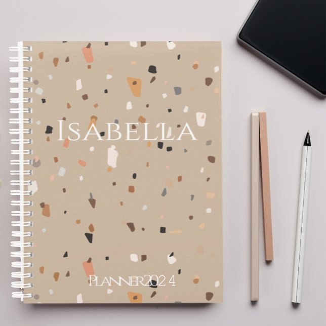 Agenda Moda taupe terrazzo rústico (Subido por el creador)