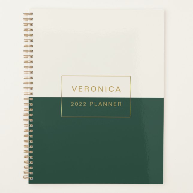 Agenda Modern 2022 Green Monthly/Weekly Planner (Anverso)