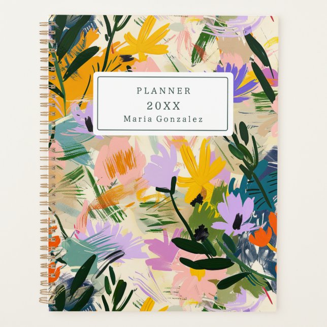 Agenda Modern Abstract Flowers Personalizado 2025 semanal (Anverso)