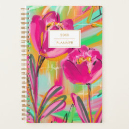 Agenda Modern Abstract Pink Colorful Floral Planner