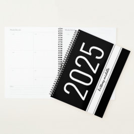 Agenda Modern Black Bold Simple Stripe Personalized 2025