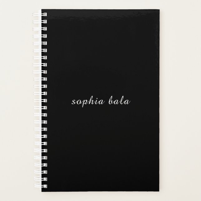 Agenda Modern Black Monogram Name Design (Anverso)