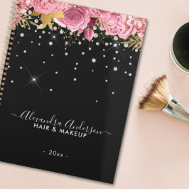 Agenda Modern Botanical Pink Floral Diamonds Glitter