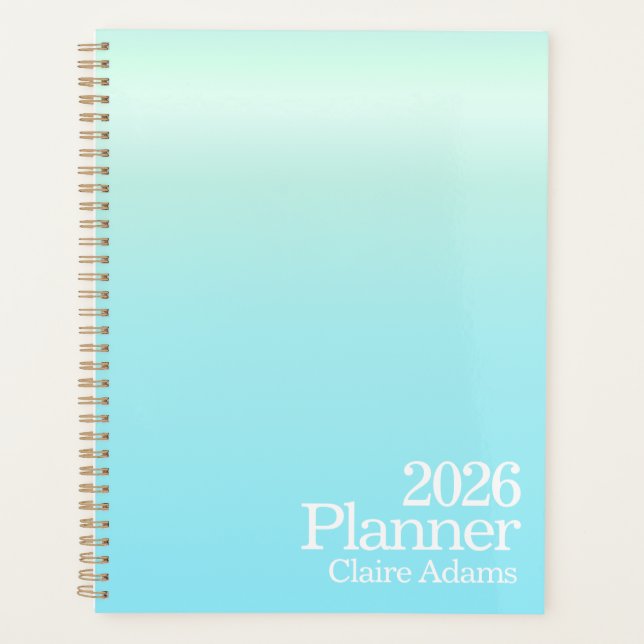 Agenda Modern Cyan Blue Ombre Planner (Anverso)
