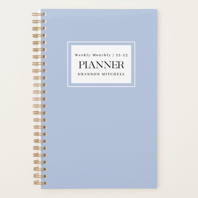 Agenda Modern Dusty Blue 2022 2023 Planner mensual semana (Anverso)