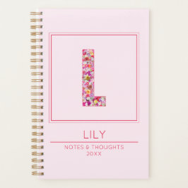 Agenda Modern Floral Colorful Monogram Name Letter L