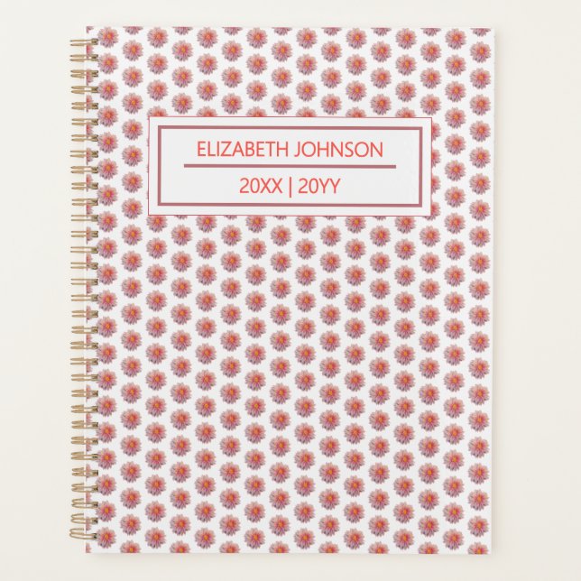 Agenda Modern Floral Pink Pattern Weekly Daily Name (Anverso)