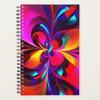Agenda Modern Floral Resumen Arte Patrón Azul Rojo #07