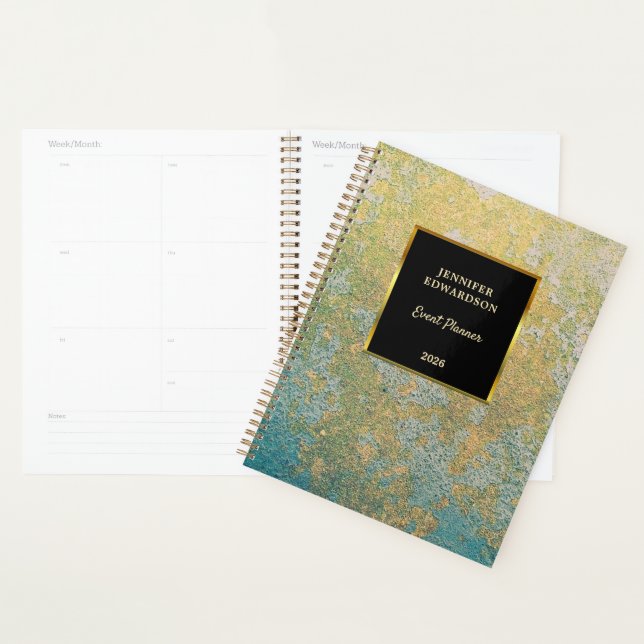 Agenda Modern gold black turquoise professional business (Demostración)