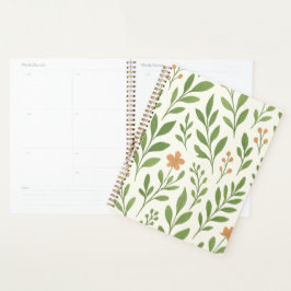 Agenda Modern Green Botanical Leaf Pattern Floral