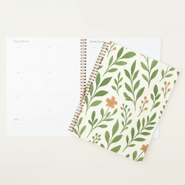 Agenda Modern Green Botanical Leaf Pattern Floral (Demostración)