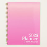 Agenda Modern Hot Pink Ombre Planner<br><div class="desc">Style: Modern,  Dreamy,  Vibrant 
Format Series: Vertical Ombre
Design Series: The Aura Series 
Color: Hot Pink 
Product Type: 8.5in x 11in Planner 
Customizations: Year,  Planner/Label,  Name</div>