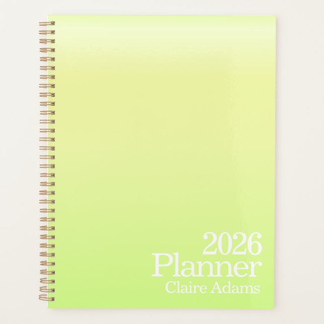 Agenda Modern Lime Green Ombre Planner (Anverso)