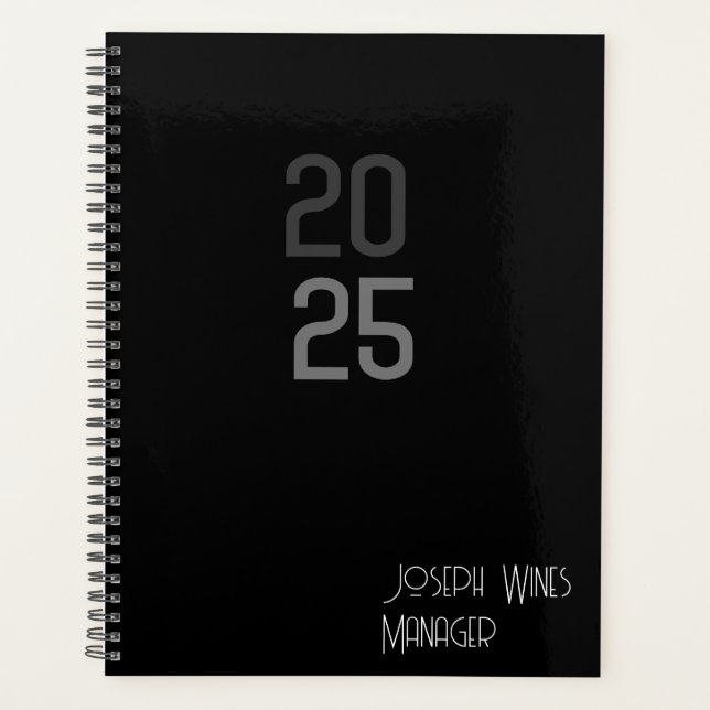 Agenda Modern Minimal Black 2025 Planner (Anverso)
