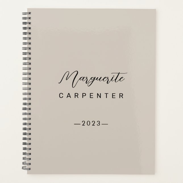 Agenda Modern Minimalista Script Light Taupe 2023 (Anverso)